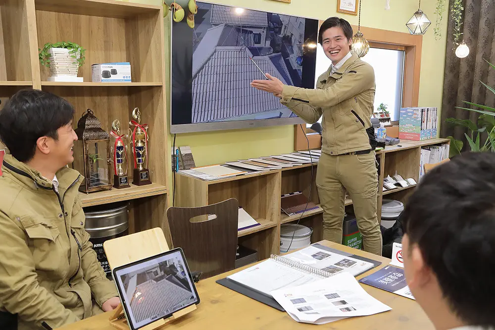 施工のこだわりを説明する店内掲示のPOP
